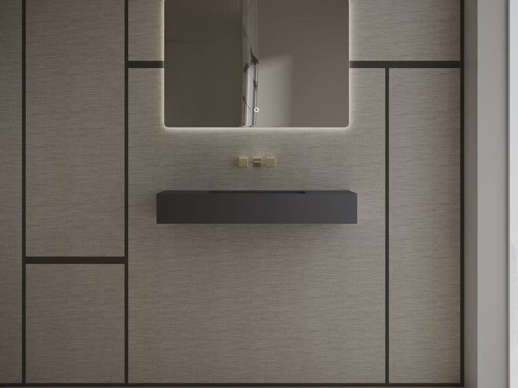 MonBlari TW-G275 Black Solid Surface Wall-Mount Basin 1000mm