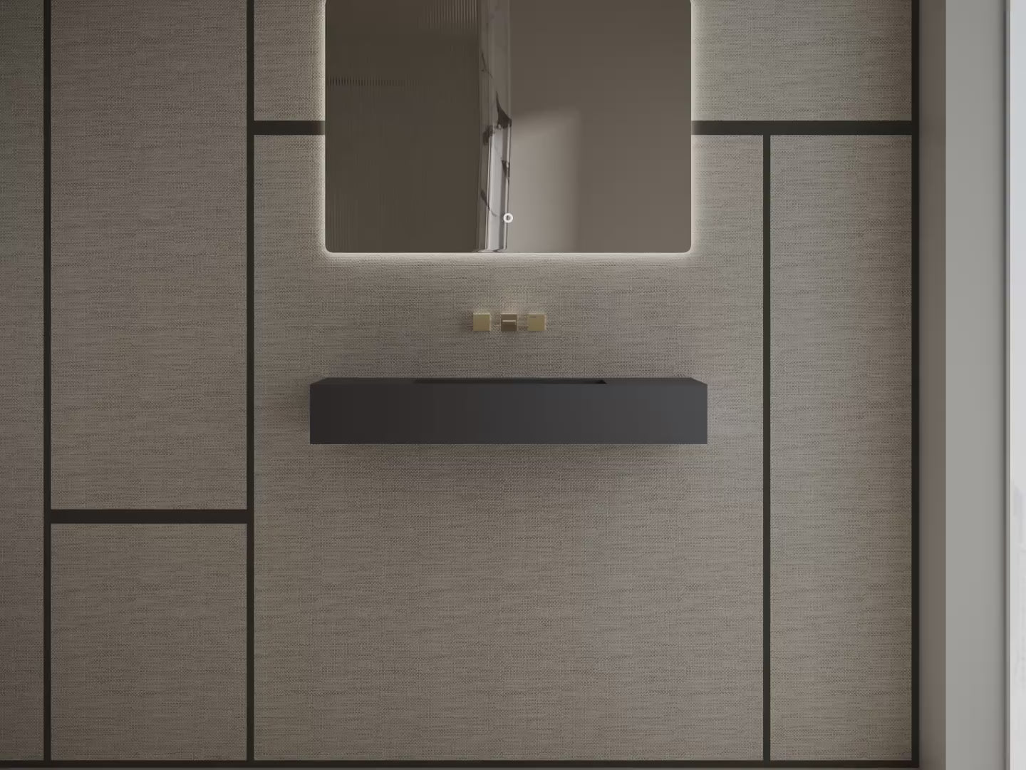 MonBlari TW-G275 Black Solid Surface Wall-Mount Basin 1000mm