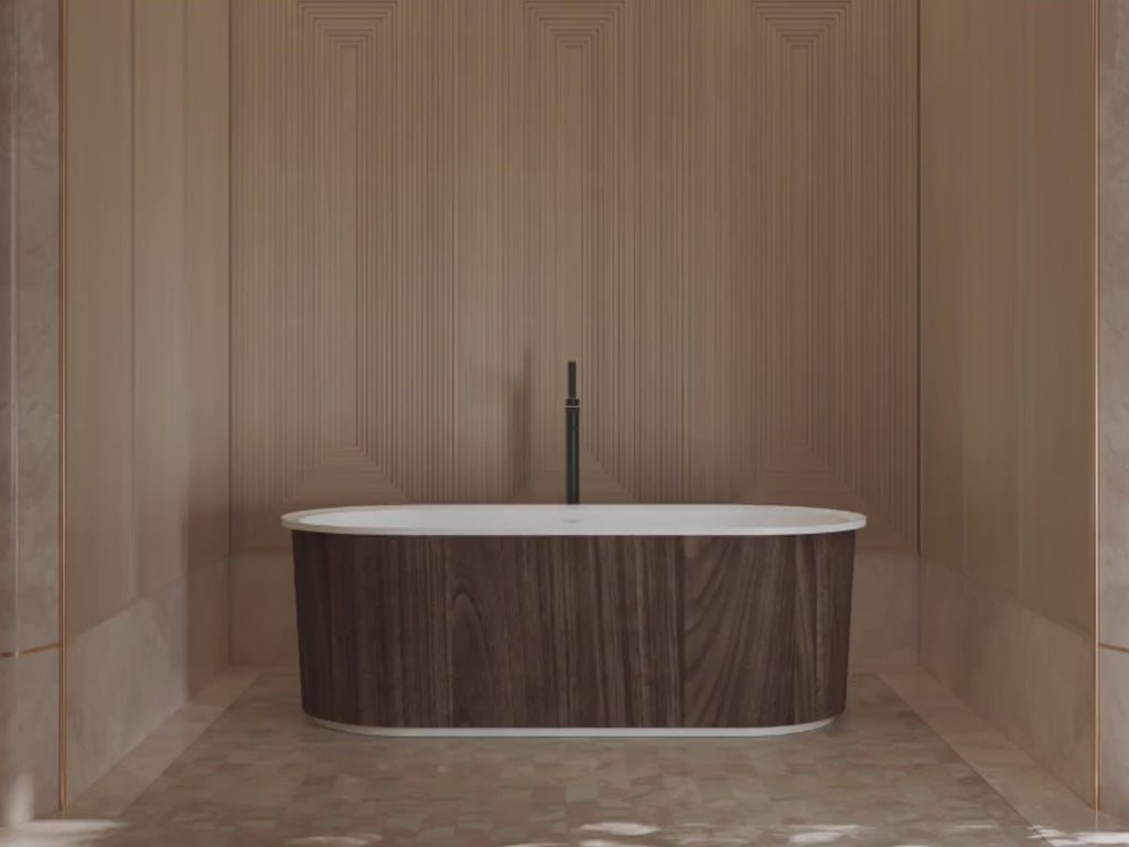 MonBlari TW-M21 Wood Veneer Acrylic Freestanding Bathtub 1700mm