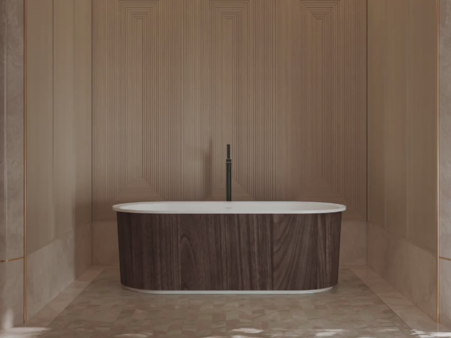 MonBlari TW-M21 Wood Veneer Acrylic Freestanding Bathtub 1700mm