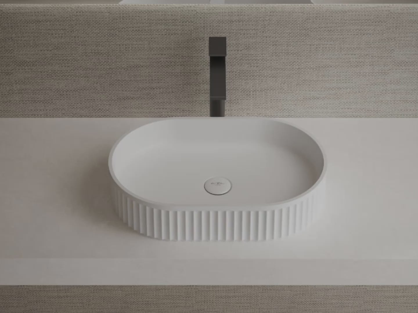 MonBlari TW-A8121 White Solid Surface Countertop Basin 550mm