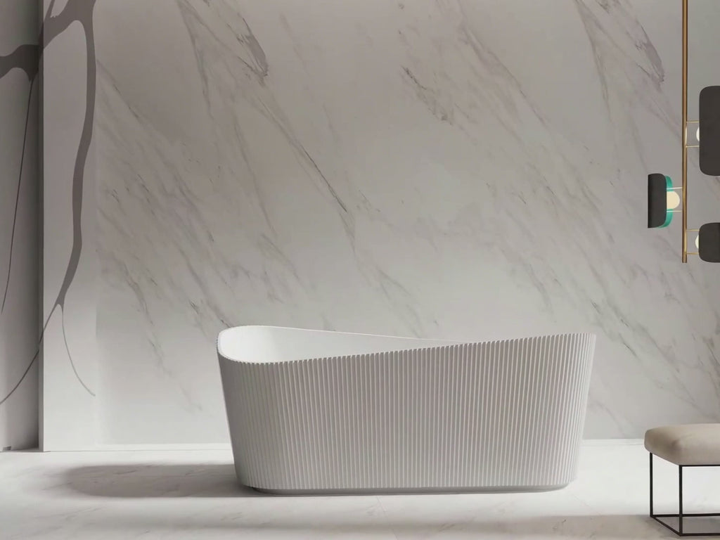 MonBlari TW-7191 Fluted Freestanding Bath | Modern Irregular Acrylic Bathtub 1700mm
