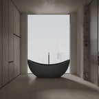 MonBlari Venus MR-88878 Black Solid Surface Fluted Double Slipper Bathtub 1800mm