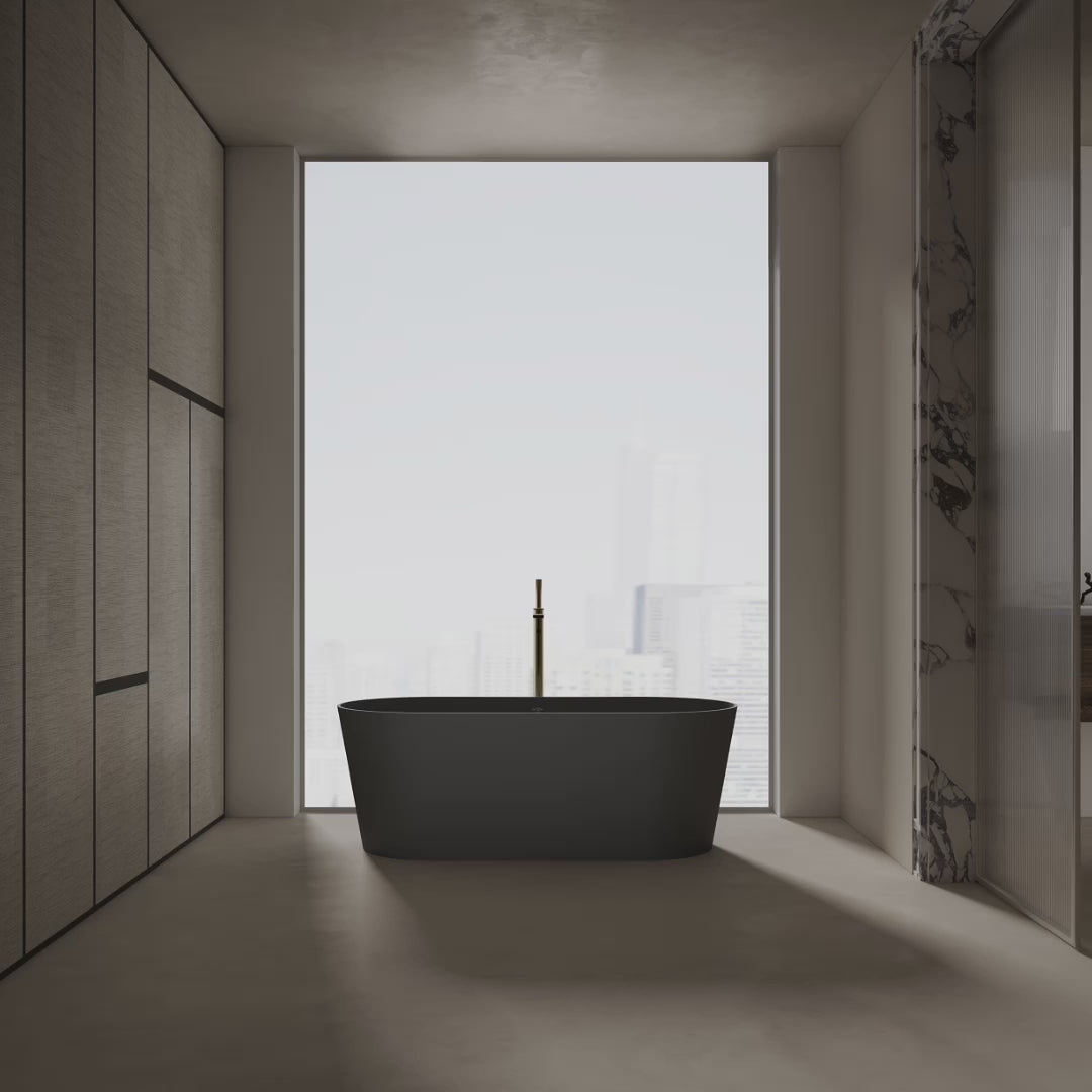 MonBlari XA-8860 Black Solid Surface Freestanding Bathtub 1550mm - 1650mm