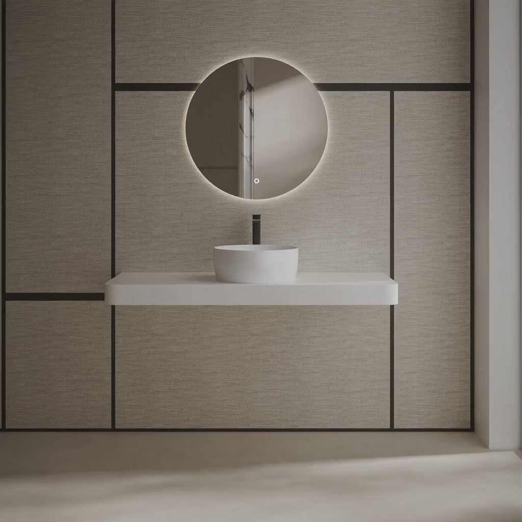 MonBlari TW-A105 White Solid Surface Countertop Basin 400mm