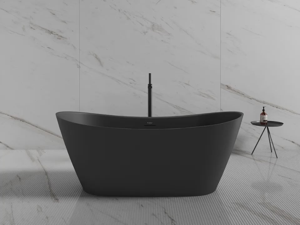 MonBlari TW-6612 Black Acrylic Freestanding Bathtub 1520mm - 1690mm