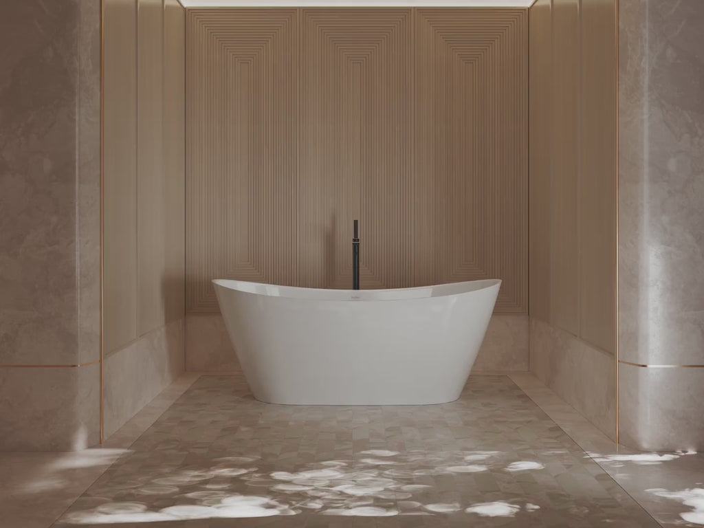 MonBlari TW-6612 White Acrylic Freestanding Bathtub 1520mm - 1690mm