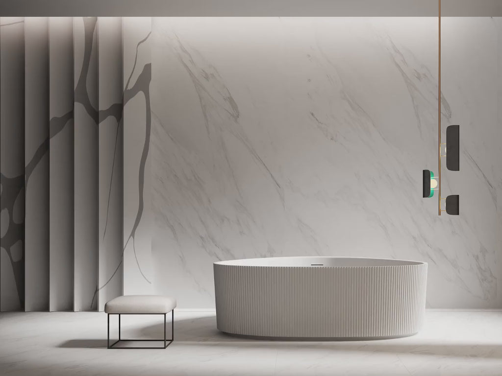 MonBlari TW-7196 Fluted Design Triangular Acrylic Freestanding Bathtub 1800mm