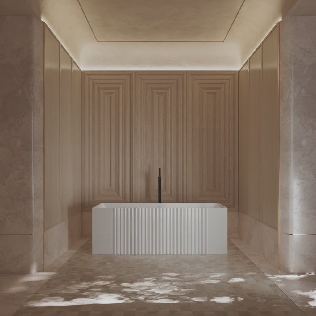 Monblari XY-2005 White Acrylic Fluted Freestanding Bathtub 1500mm-1700mm