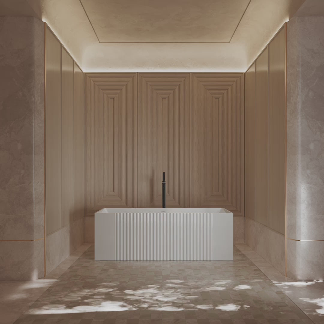 Monblari XY-2005 White Acrylic Fluted Freestanding Bathtub 1500mm-1700mm