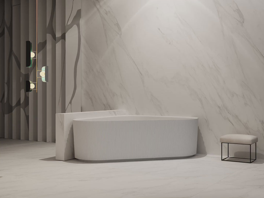 MonBlari TW-7197 Fluted Acrylic Triangle Corner Bathtub 1500mm