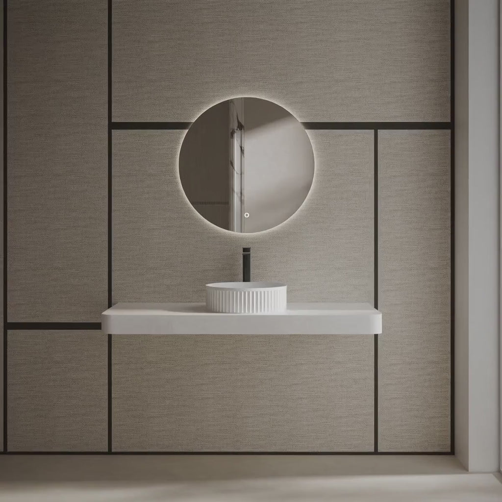 MonBlari TW-A8129 White Solid Surface Countertop Basin 400mm