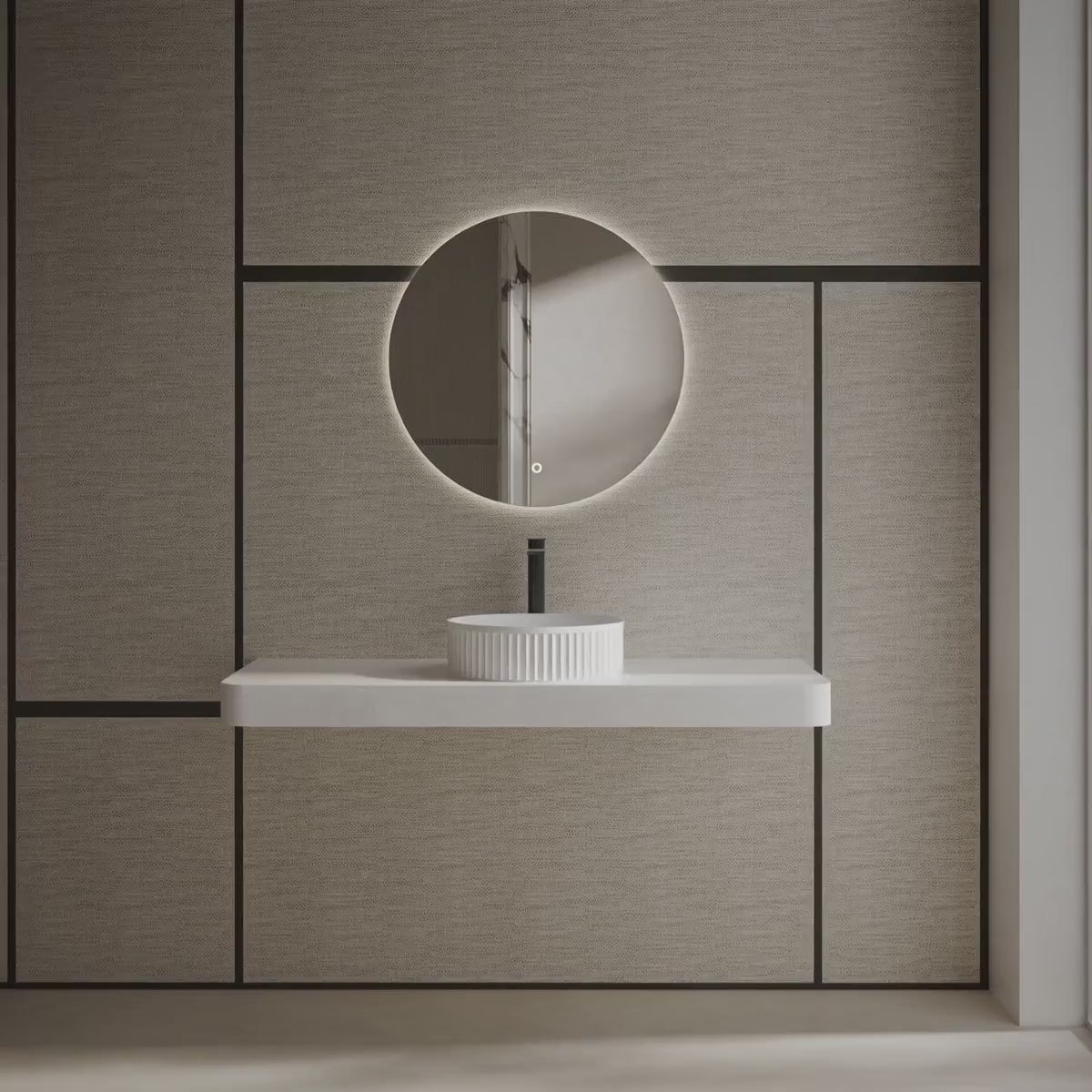 MonBlari TW-A8129 White Solid Surface Countertop Basin 400mm