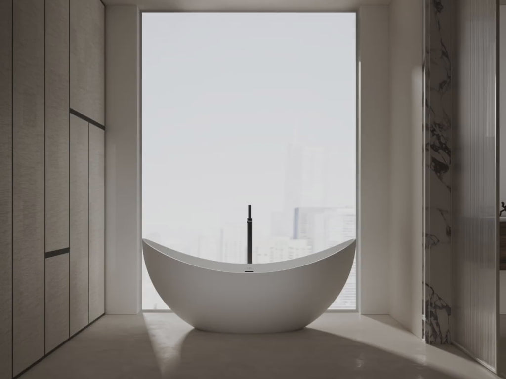 MonBlari TW-8618 White Solid Surface Double Slipper Bathtub 1800mm