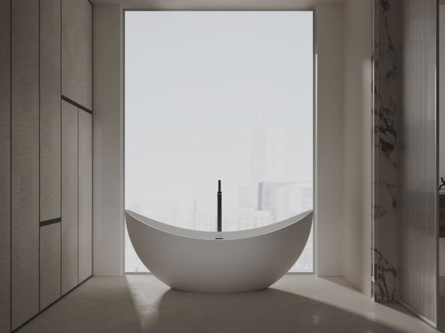 MonBlari TW-8618 White Solid Surface Double Slipper Bathtub 1800mm