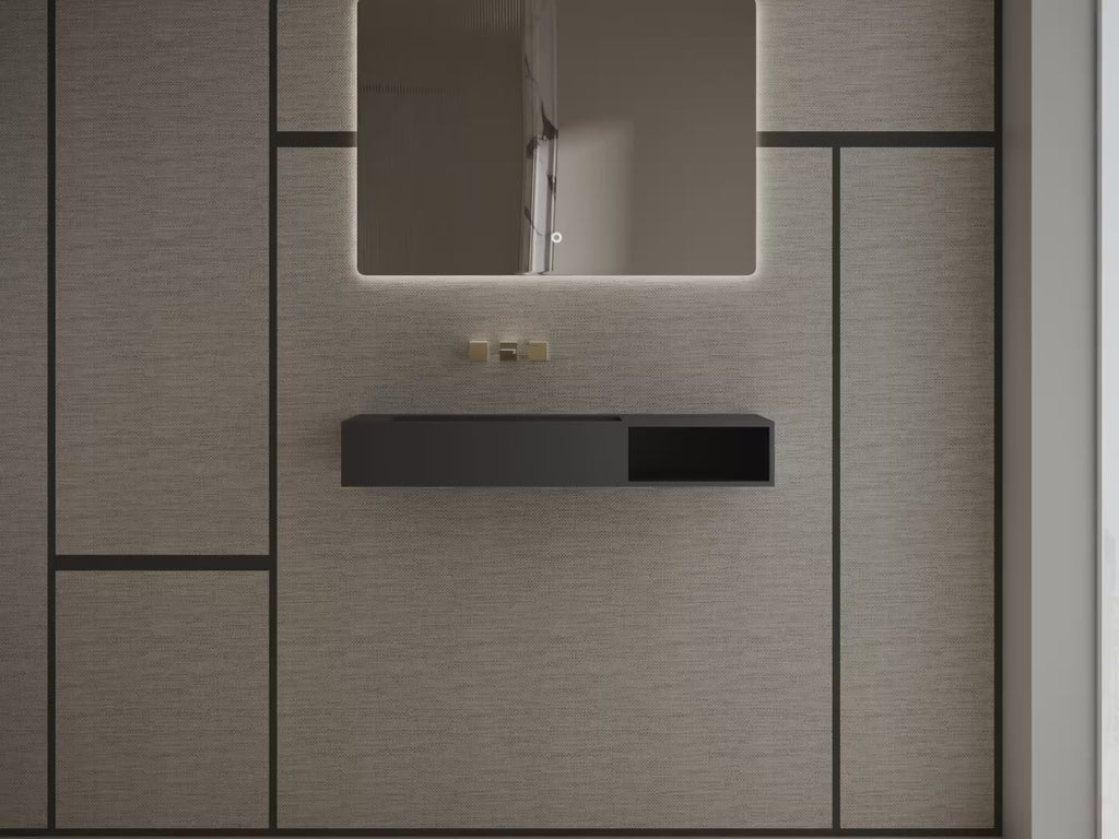 MonBlari TW-G282 Black Solid Surface Wall-Mount Basin 1000mm