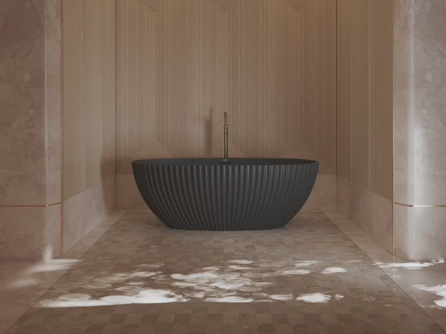MonBlari MY‑66617 Black Fluted Design Acrylic Freestanding Bathtub 1500mm-1700mm