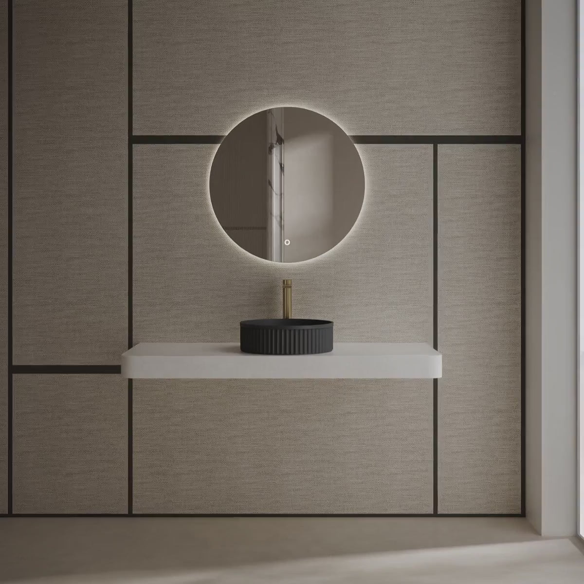 MonBlari TW-A8129 Black Solid Surface Countertop Basin 400mm