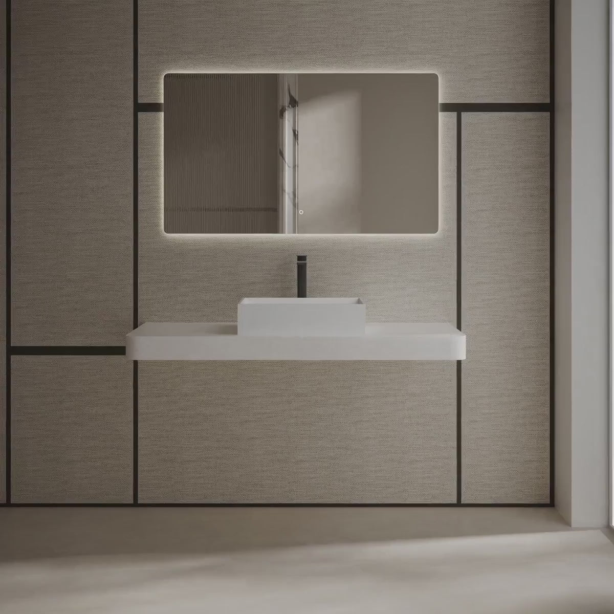 MonBlari TW-A113 White Solid Surface Countertop Basin 450mm - 600mm