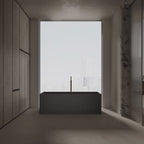 MonBlari TW-8572 Black Solid Surface Freestanding Bathtub 1300mm - 1700mm