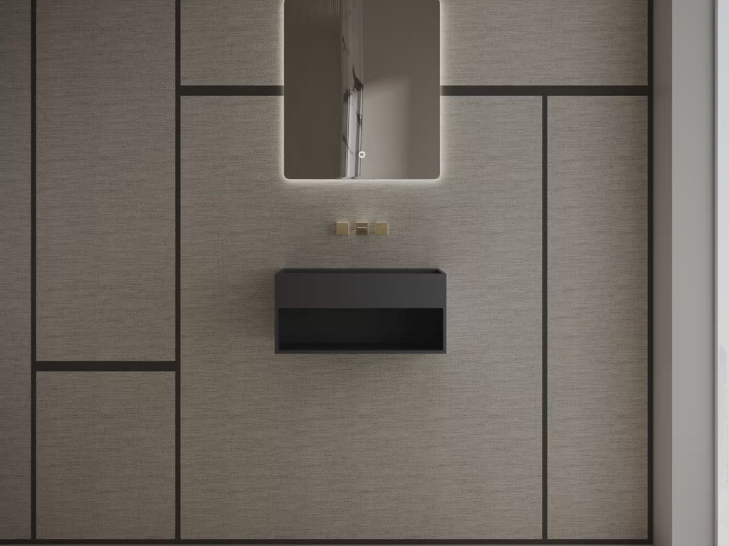 MonBlari XA-G71 Black Solid Surface Wall-Mount Basin 600mm - 800mm