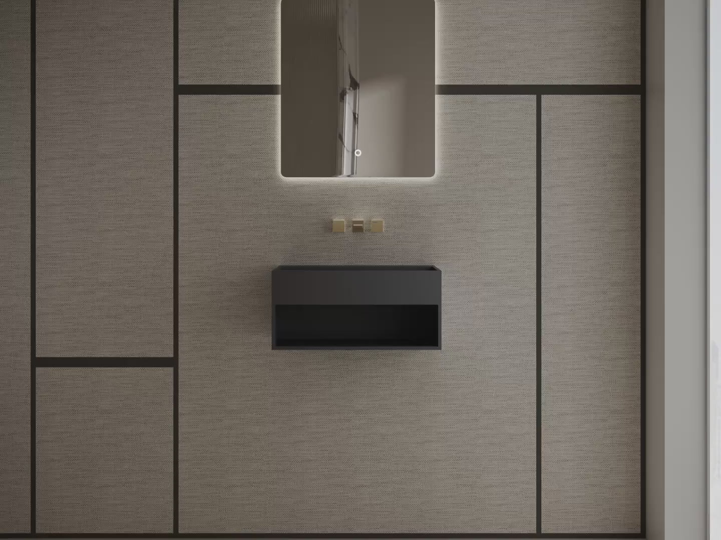 MonBlari XA-G71 Black Solid Surface Wall-Mount Basin 600mm - 800mm