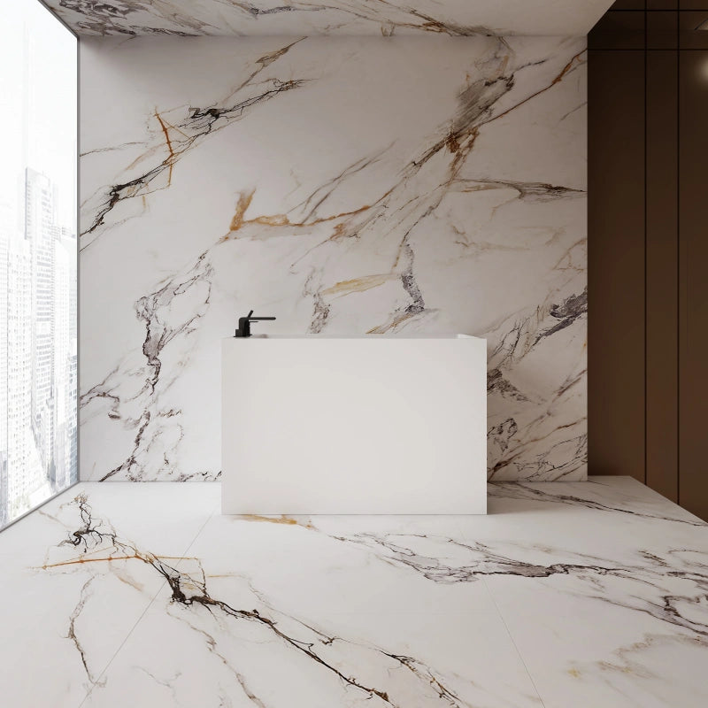 Rectangular acrylic freestanding bathtub in glossy white for modern bathrooms