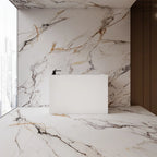 Rectangular acrylic freestanding bathtub in glossy white for modern bathrooms