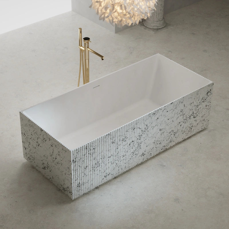 MonBlari XS Series rectangular freestanding soaking tub with textured finish