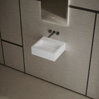Rectangular white basin complementing minimalist in modern bathroom