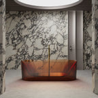 Resin fluted design freestanding soaking bathtub in amber finish