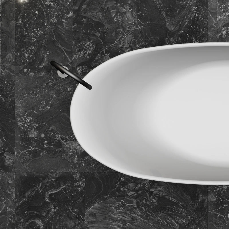 Matte white solid surface freestanding bath for modern homes