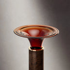MonBlari SPRING Series amber pedestal bathroom sink with wood grain