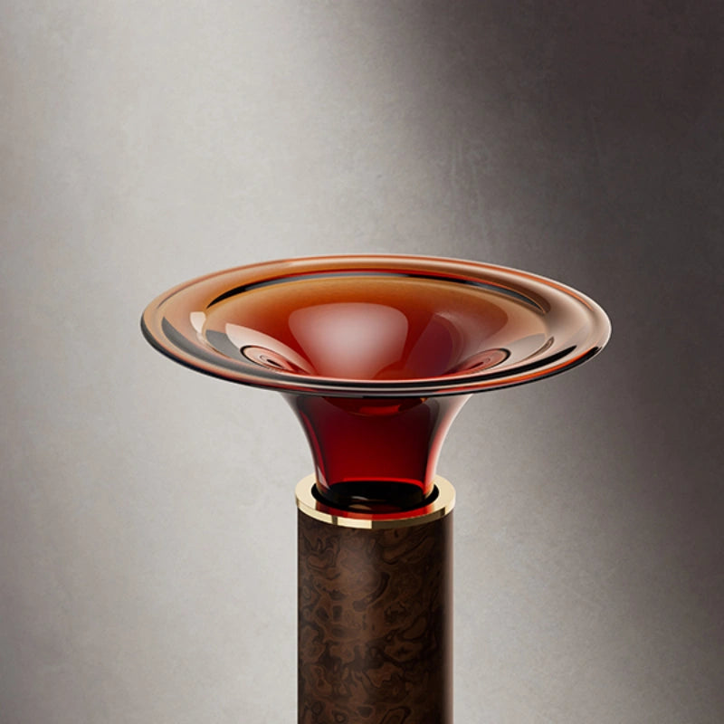 MonBlari SPRING Series amber pedestal bathroom sink with wood grain