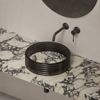 MonBlari STRATA Series marble vessel sink with clear acrylic