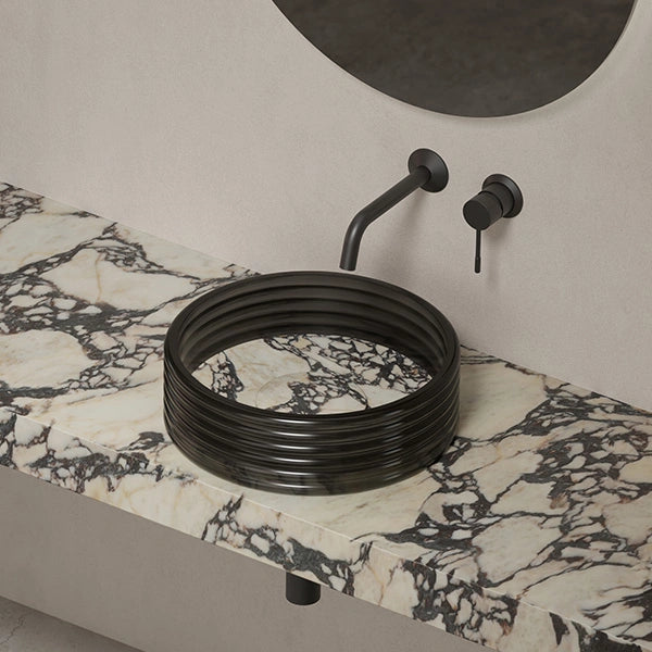 MonBlari STRATA Series marble vessel sink with clear acrylic