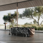 MonBlari STRATA Series Black Marble-Inspired Luxury Freestanding Bathtub