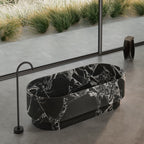 MonBlari STRATA Bulgari Black Marble Freestanding Bathtub with Veined Finish
