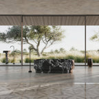 MonBlari STRATA Series Bulgari Black Marble Freestanding Soaking Tub