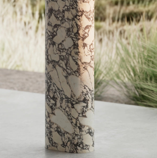 Contemporary pedestal wash basin with BvIgari Purple marble and acrylic
