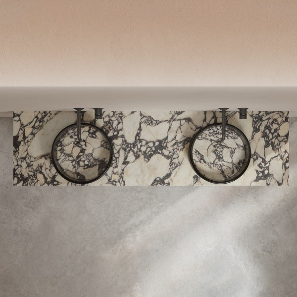 Contemporary marble vessel sink with clear acrylic design by MonBlari