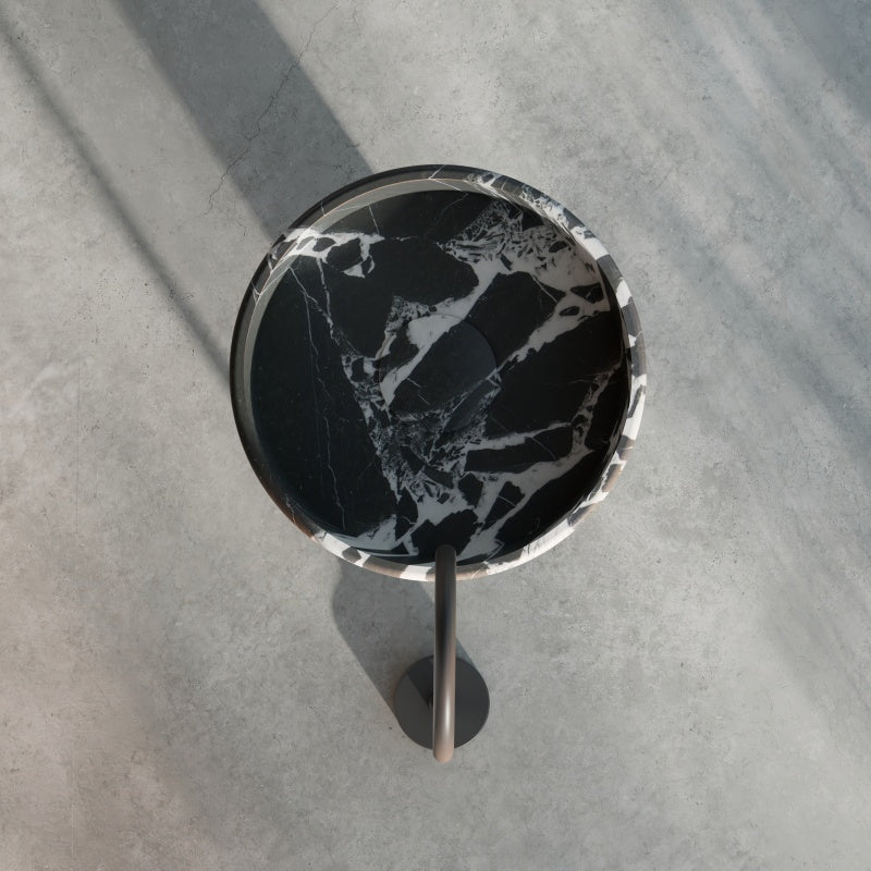 MonBlari STRATA marble-inspired bathroom pedestal basin with sculpted design