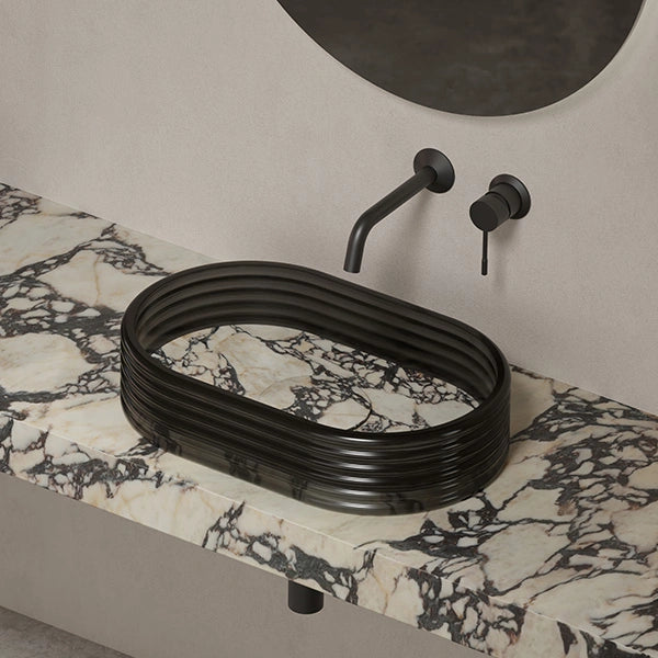 MonBlari STRATA Series marble-inspired bathroom vessel sink