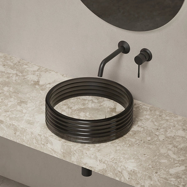 MonBlari STRATA Series marble vessel sink with clear acrylic