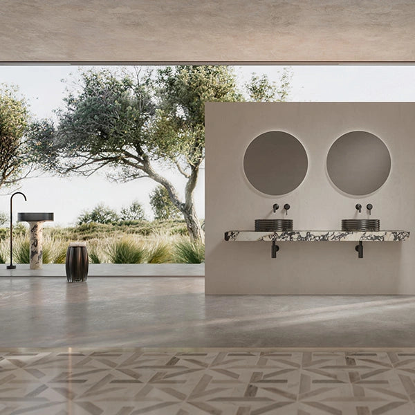 MonBlari STRATA Series sculptural marble bathroom vessel sink