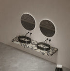 MonBlari STRATA Series countertop vessel sink with dimensional marble-inspired finish
