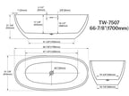 MonBlari TW-7507 Acrylic Freestanding Bathtub 1500mm-1700mm