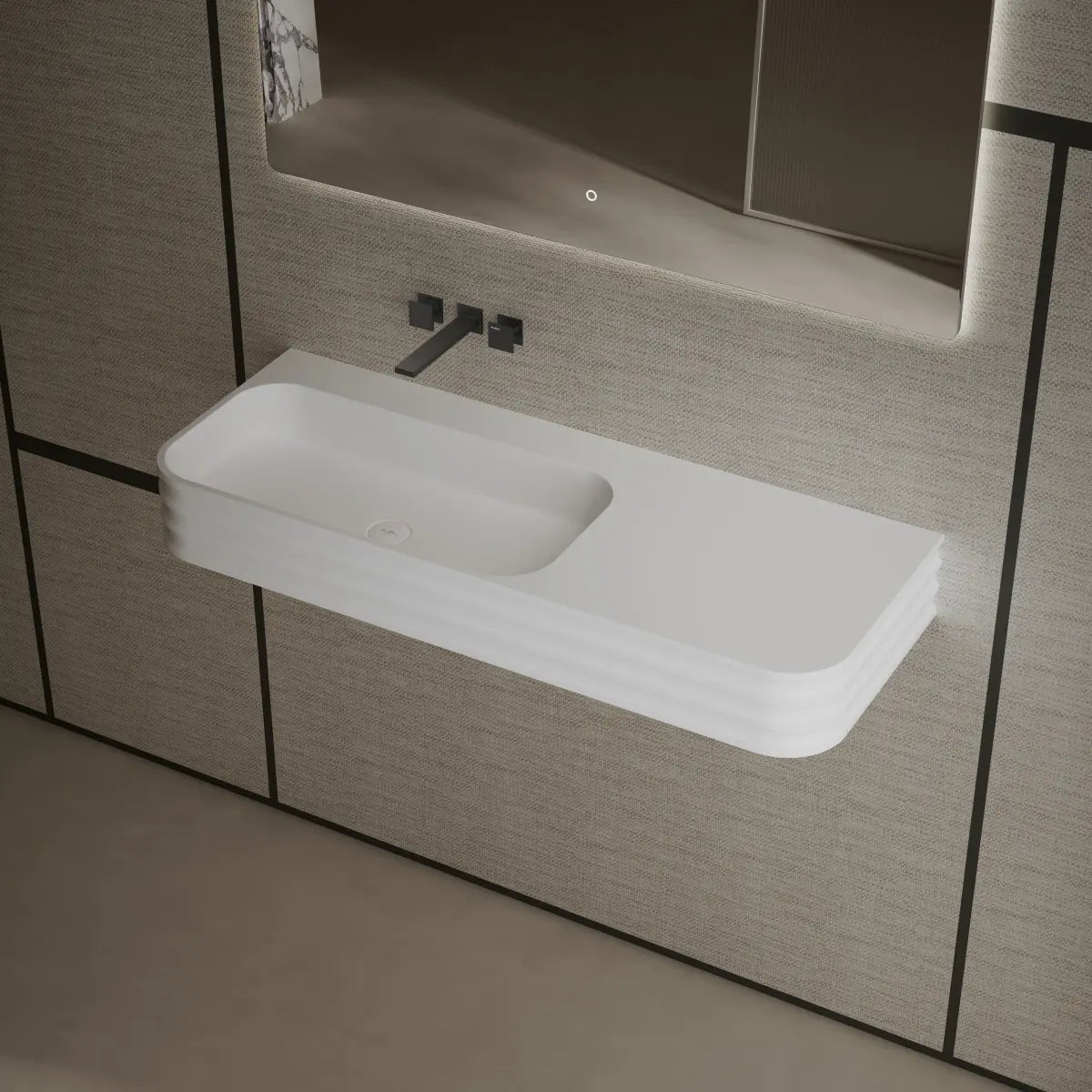 White wall mounted sink combining functionality and contemporary design Main image