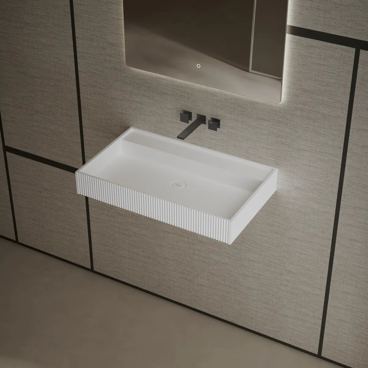 Contemporary wall hung sink designed for master bathrooms and family homes