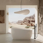 Glossy white acrylic single slipper freestanding bathtub with deep soaking design